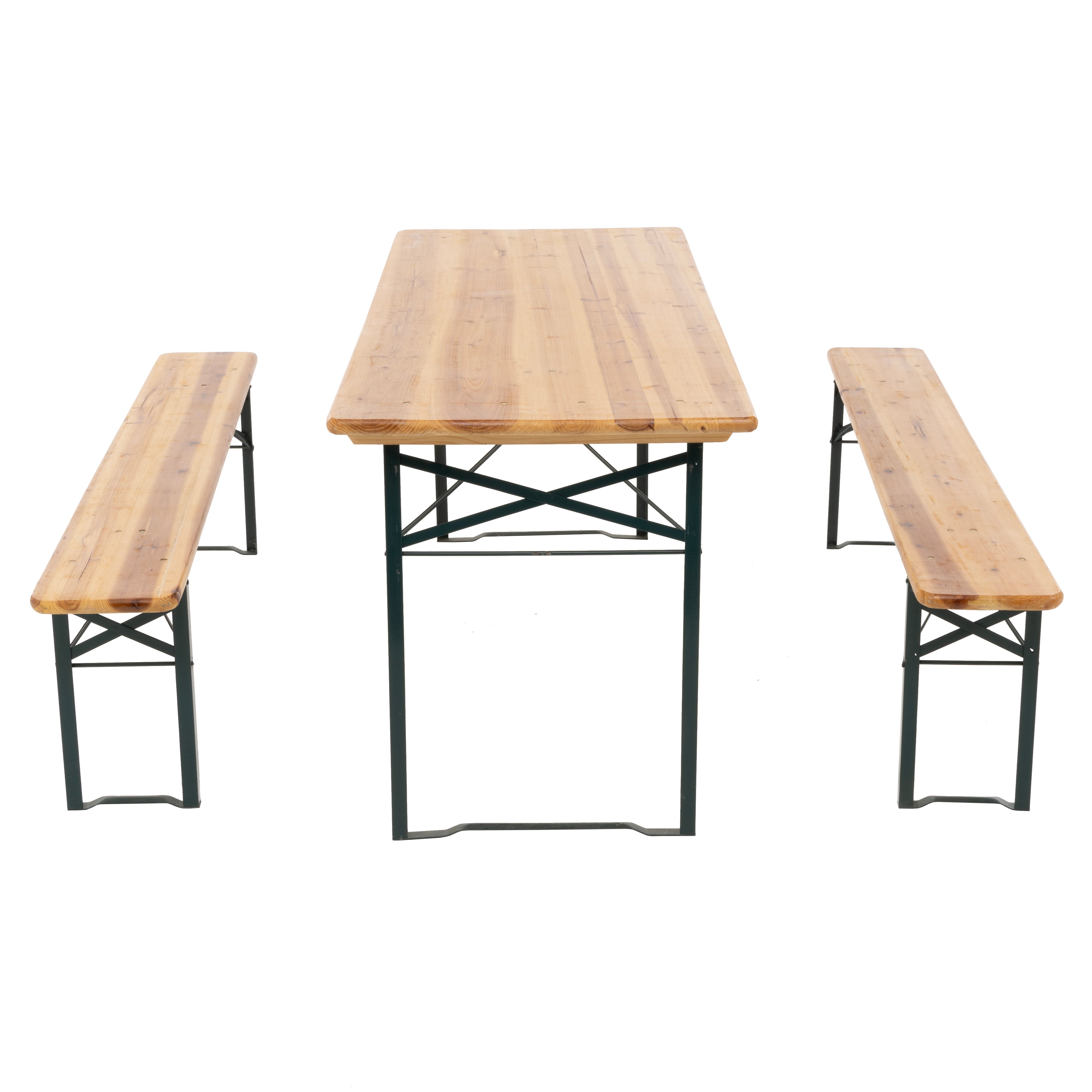 VESTIAMO CASA GIARDINO - Set Birreria da giardino con Tavolo e 2 panchine Pieghevoli
